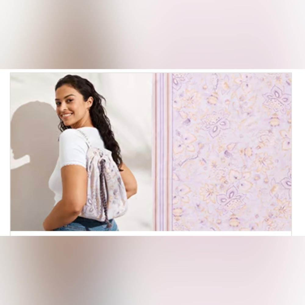 2 in 1 Victoria's Secret Backpack and Towel Purple Lavender Paisley Beach